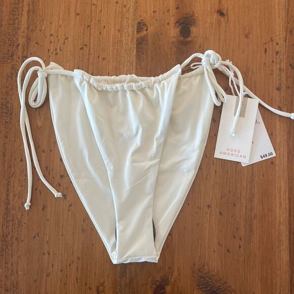 Good American Other - Good American Tiny Ties Bikini Bottoms Ivory Size 3 Large Minimal Coverage NWT